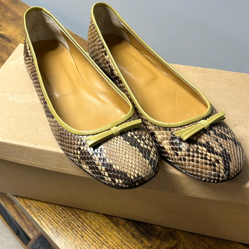 J. Crew Python Print Ballet Flats, Size 7 1/2 - image 1